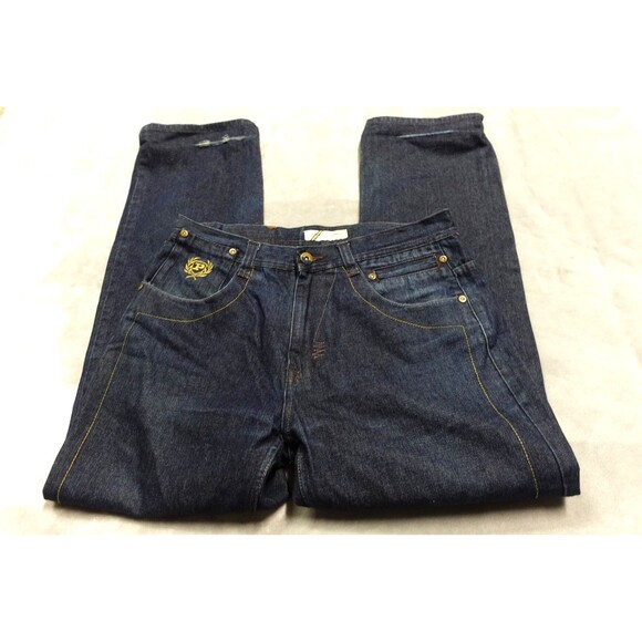 PHAT FARM Premium Jeans Mens 36X34 Blue Denim Dark Wash Hip Hop Skater Y2K EUC - Picture 1 of 12